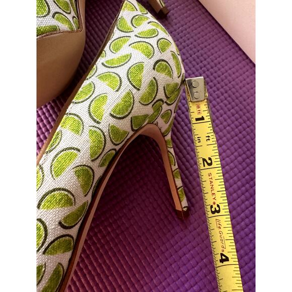 $745 Manolo Blahnik Pumps Size 37 EU 7 US NEW White Green Linen Limes - Picture 4 of 12